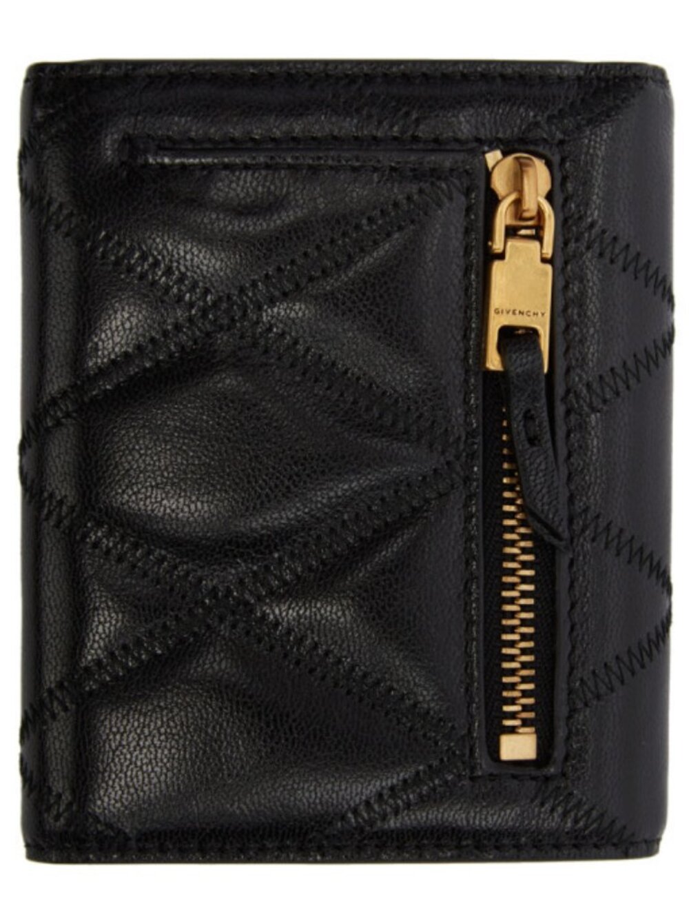 Givenchy GV3 tri-fold Black Diamond Quilted Wallet - Gold Hardware